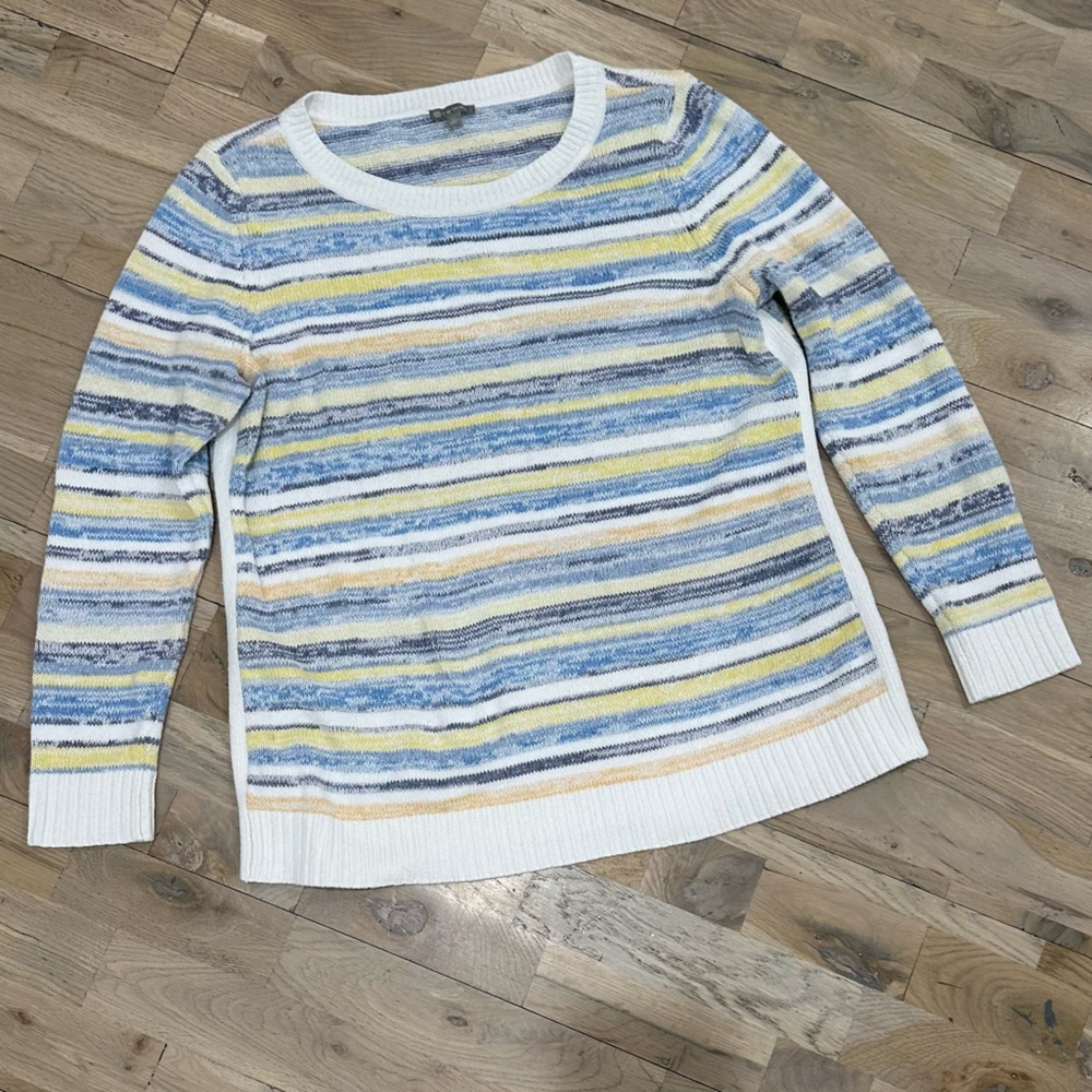 Talbots Blue and Yellow Striped Women's Sweater